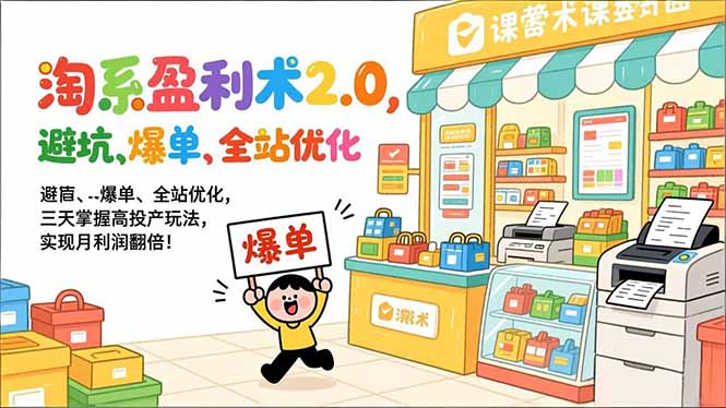 淘系盈利术2.0，避坑、爆单、全站优化，三天掌握高投产玩法，实现月利润翻倍！-heixxmi