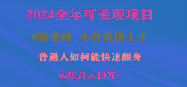 2024全年可变现项目，一天收益至少2000+，小白上手快，普通人就要利用互...-heixxmi