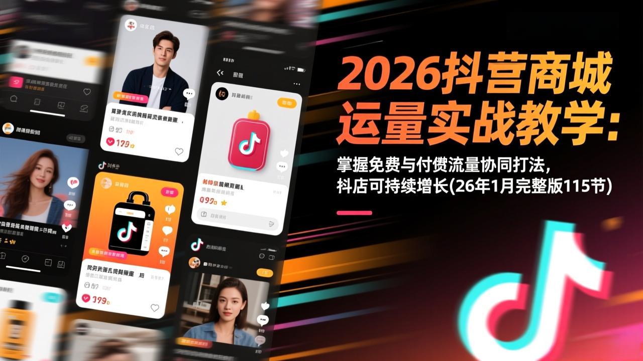 2026抖音商城运营实战教学：掌握免费与付费流量协同打法，抖店可持续增长(26年1月完整版115节-heixxmi