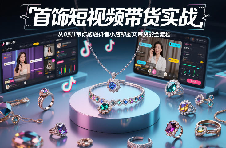 首饰短视频带货实战，从0到1带你跑通抖音小店和图文带货的全流程-heixxmi