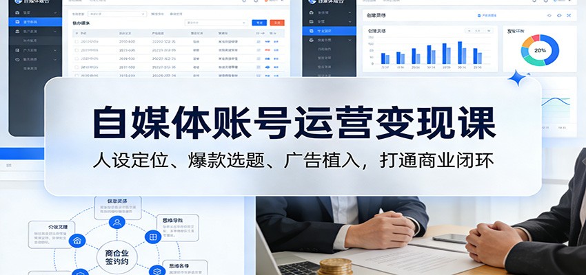 自媒体账号运营变现课：人设定位、爆款选题、广告植入，打通商业闭环-heixxmi