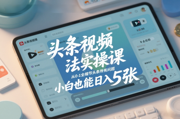 头条视频玩法实操课，从0-1全细节头条所有问题，小白也能日入5张-heixxmi