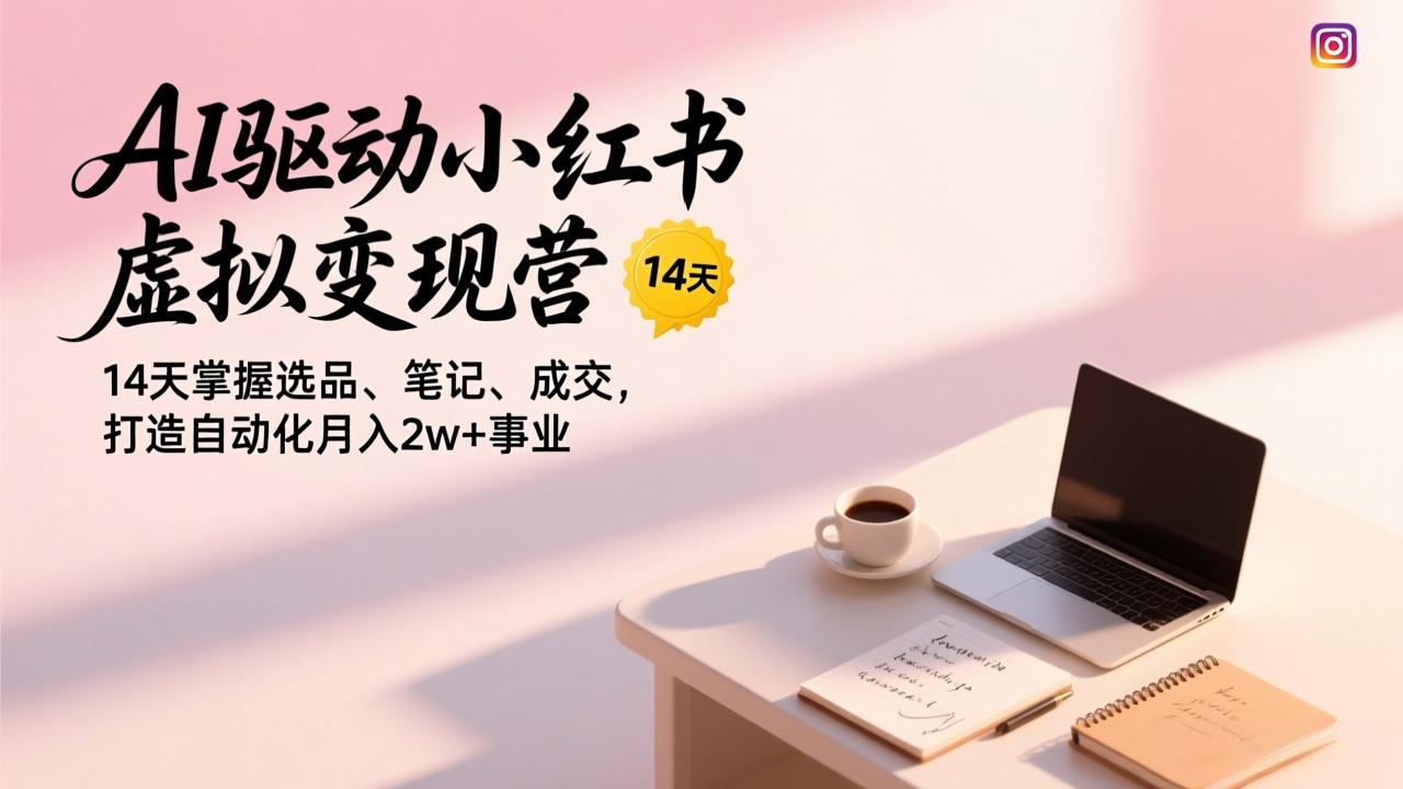 AI驱动小红书虚拟变现营，14天掌握选品、笔记、成交，打造自动化月入2w+事业-heixxmi