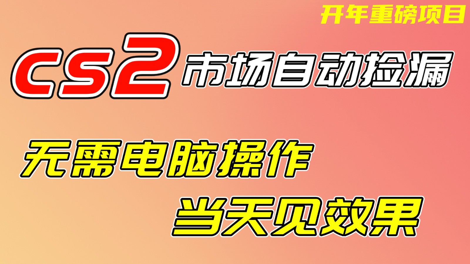 CS2市场挂机项，无需电脑操作，无需进入游戏，当天见效果，支持任何形式验证-heixxmi