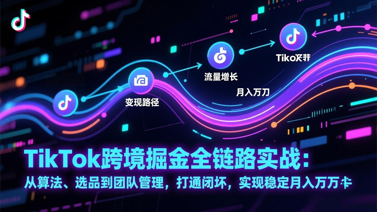 TikTok跨境掘金全链路实战：从算法、选品到团队管理，打通闭环，实现稳定月入万刀-heixxmi