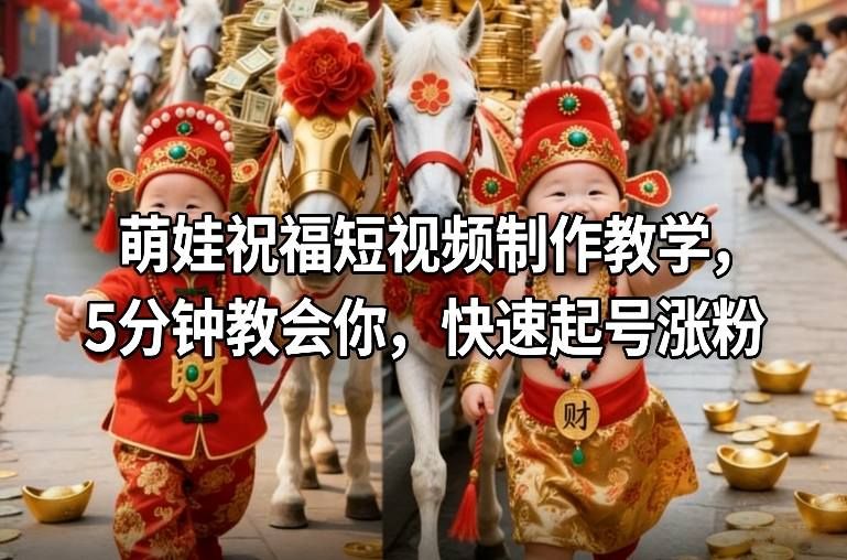 萌娃祝福短视频制作教学，5分钟教会你，快速起号涨粉-heixxmi