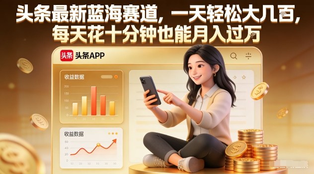 头条最新蓝海赛道，一天轻松大几张，每天花十分钟也能月入过1W【揭秘】-heixxmi