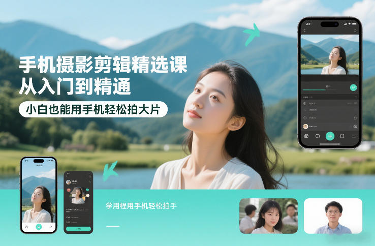 手机摄影剪辑精选课，从入门到精通，小白也能用手机轻松拍大片-heixxmi