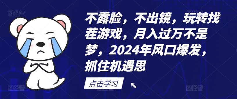 不露脸，不出镜，玩转找茬游戏，月入过万不是梦，2024年风口爆发，抓住机遇【揭秘】-heixxmi
