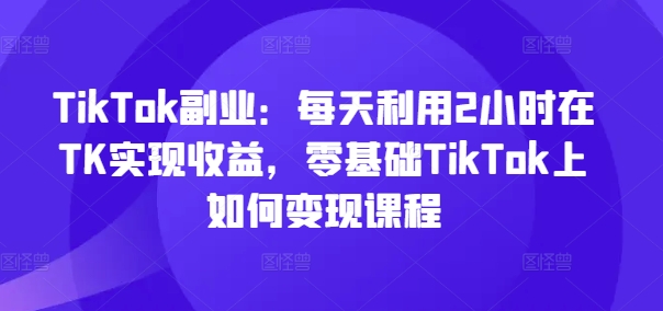 TikTok副业：每天利用2小时在TK实现收益，零基础TikTok上如何变现课程-heixxmi
