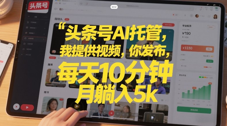 头条号AI托管，我提供视频，你发布，每天10分钟，月躺入5k+【揭秘】-heixxmi