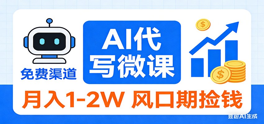 2026告别打工！AI 代写微课，提供免费渠道，月入 1-2W 风口期捡钱-heixxmi