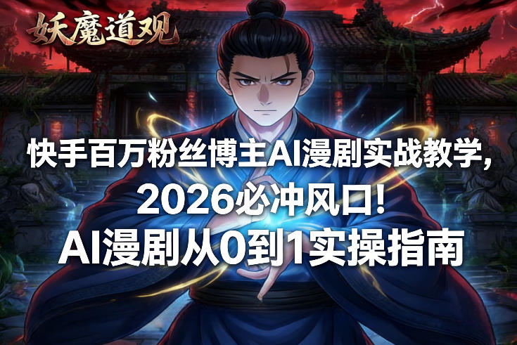 快手百万粉丝博主AI漫剧实战教学，2026必冲风口！AI漫剧从0到1实操指南-heixxmi