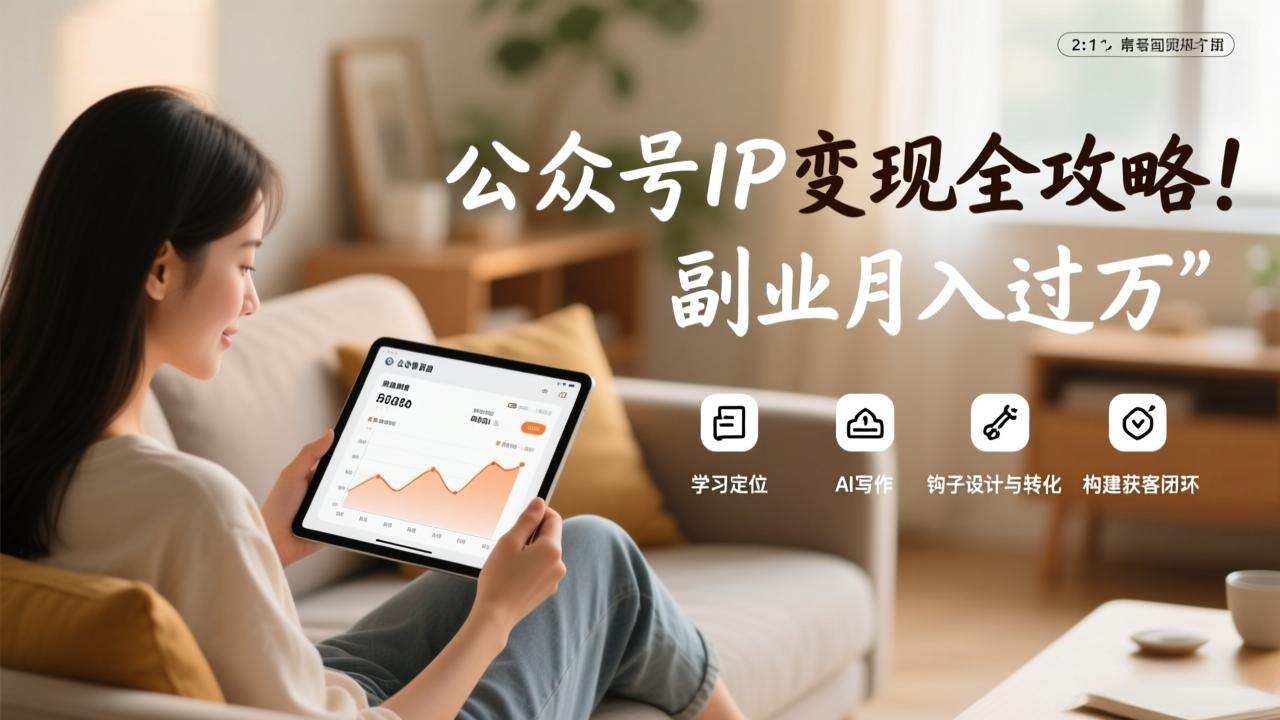 公众号IP变现全攻略，学习定位、AI写作、钩子设计与转化，构建获客闭环，副业月入过万-heixxmi