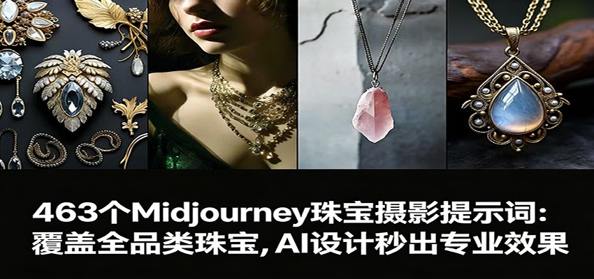 463个Midjourney珠宝摄影提示词：覆盖全品类珠宝，AI设计秒出专业效果-heixxmi