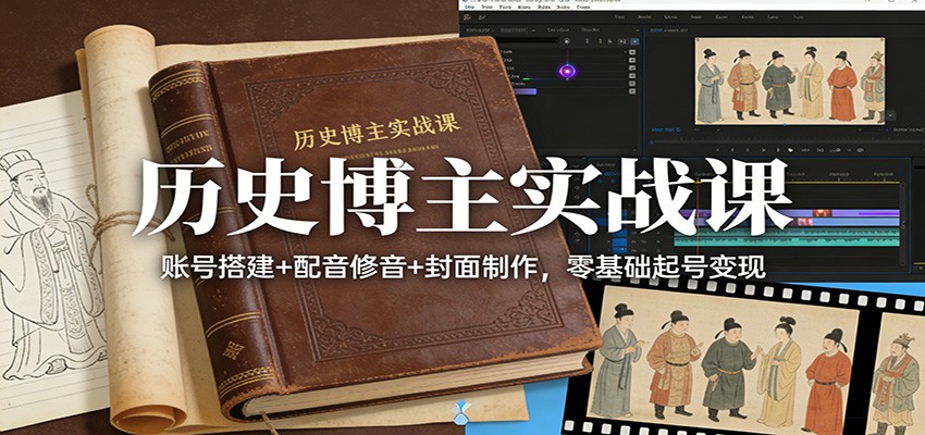 历史博主实战课：账号搭建+配音修音+封面制作，零基础起号变现-heixxmi