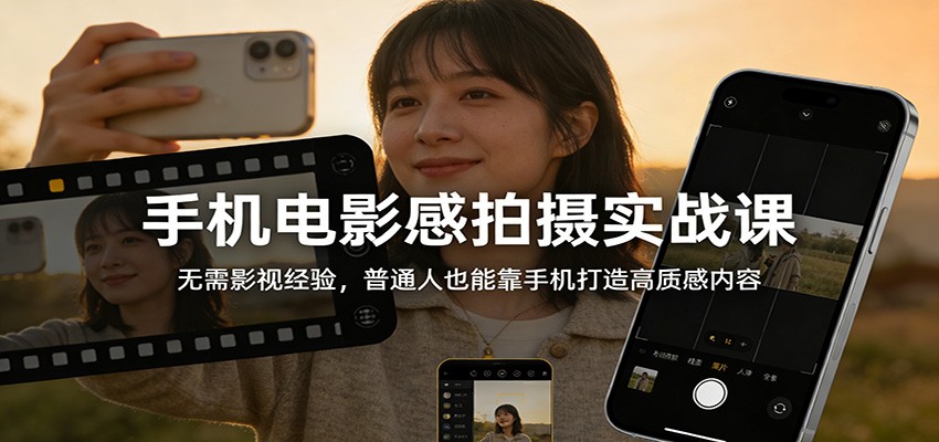 手机电影感拍摄实战课：无需影视经验，普通人也能靠手机打造高质感内容-heixxmi