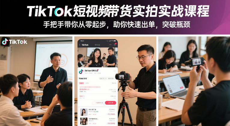 TikTok短视频带货实拍实战课程，手把手带你从零起步，助你快速出单，突破瓶颈-heixxmi