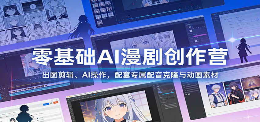 零基础AI漫剧创作营：出图剪辑、AI操作，配套专属配音克隆与动画素材-heixxmi