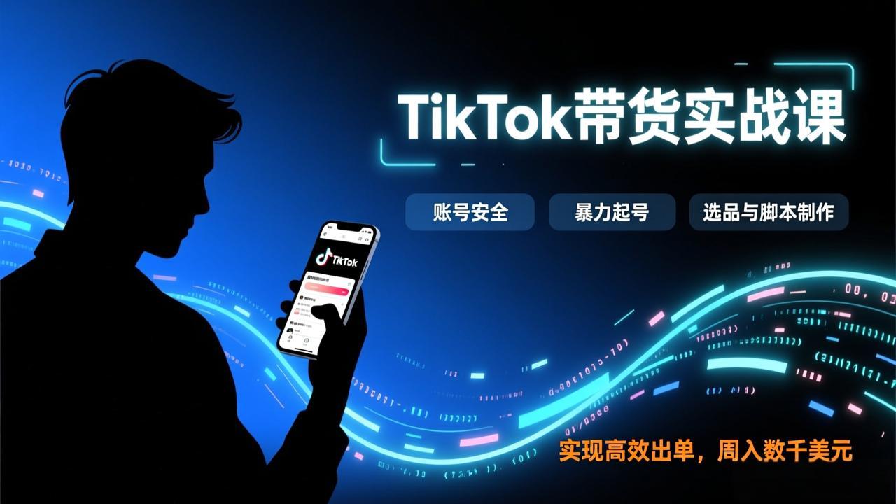 TikTok带货实战课，涵盖账号安全、暴力起号、选品与脚本制作，实现高效出单，周入数千美元-heixxmi