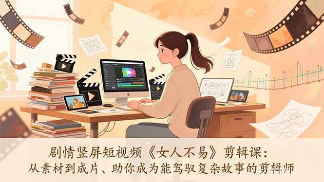 剧情竖屏短视频《女人不易》剪辑课：从素材到成片、助你成为能驾驭复杂故事的剪辑师-heixxmi