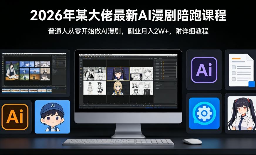 26年某大佬最新Ai漫剧陪跑课程，普通人从零开始做AI漫剧，副业月入2W+-heixxmi