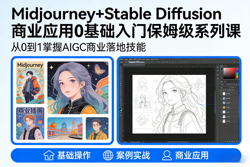 AIGC商业应用Midjourney+Stable Diffusion教程，0基础入门保姆级系列课-heixxmi