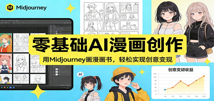 零基础AI漫画创作：用Midjourney画漫画书，轻松实现创意变现-heixxmi