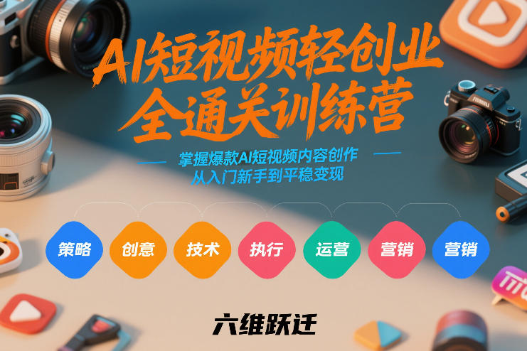 AI短视频轻创业全通关训练营，掌握爆款AI短视频内容创作，从入门新手到平稳变现的六维跃迁-heixxmi