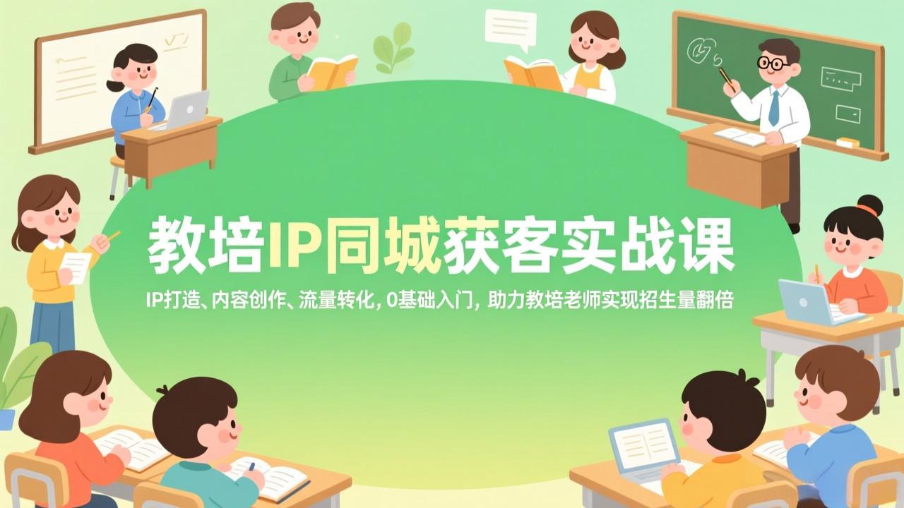 教培IP同城获客实战课，IP打造、内容创作、流量转化，0基础入门，助力教培老师实现招生量翻倍-heixxmi