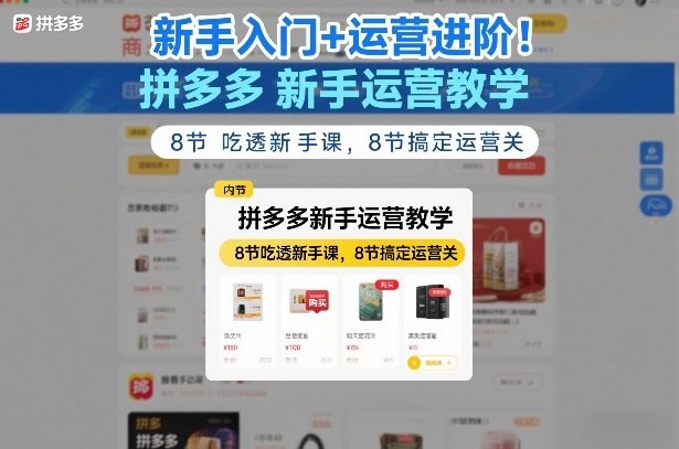 新手入门+运营进阶！拼多多新手运营教学，8节吃透新手课，8节搞定运营关-heixxmi