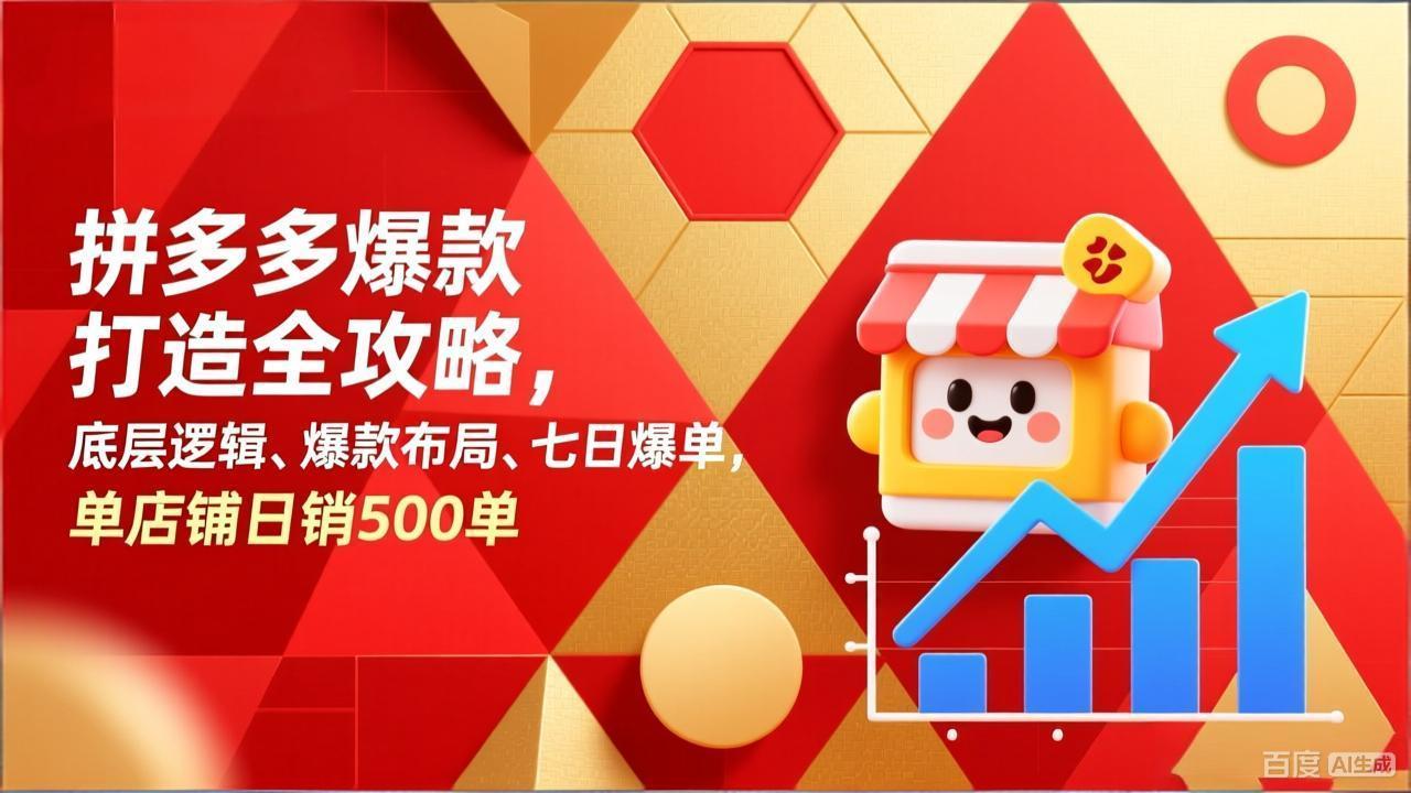 拼多多爆款打造全攻略，底层逻辑、爆款布局、七日爆单，单店铺日销500单-heixxmi