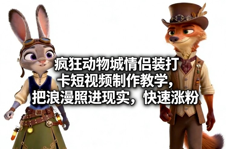 疯狂动物城情侣装打卡短视频制作教学，把浪漫照进现实，快速涨粉-heixxmi