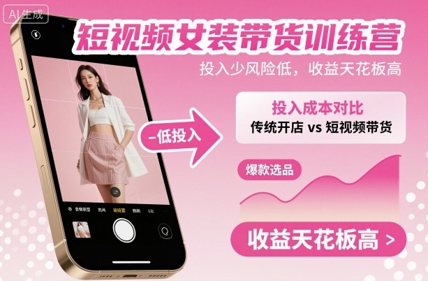 短视频女装带货训练营，投入少风险低，收益天花板高-heixxmi