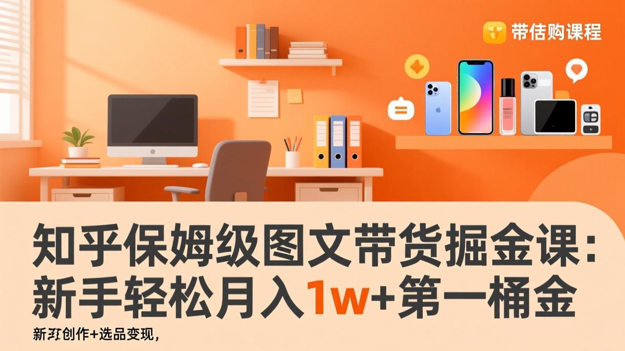 知乎保姆级图文带货掘金课：账号打造+爆文创作+选品变现，新手轻松月入1w+第一桶金-heixxmi