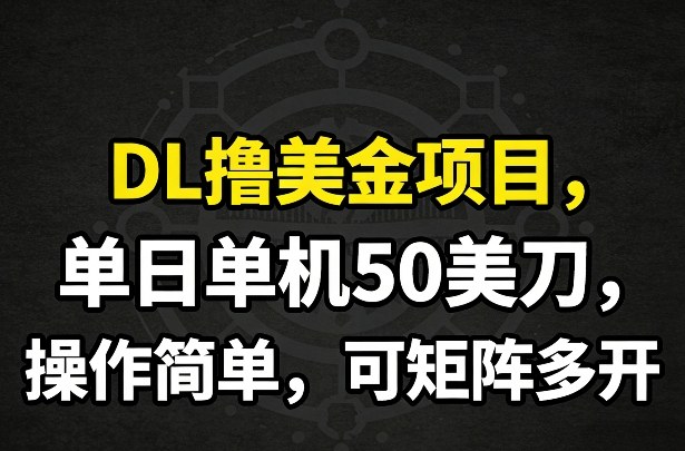 DL撸美金项目，单日单机50美刀，操作简单，可矩阵多开-heixxmi