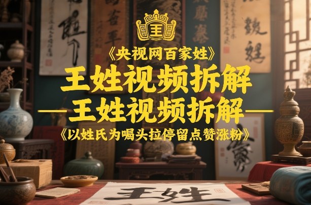央视网百家姓–王姓视频拆解，以姓氏为噱头拉停留点赞涨粉-heixxmi