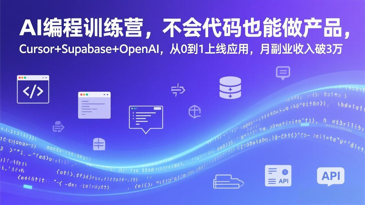 AI编程训练营，不会代码也能做产品，Cursor+Supabase+OpenAI，从0到1上线应用，月副业收入破3万-heixxmi