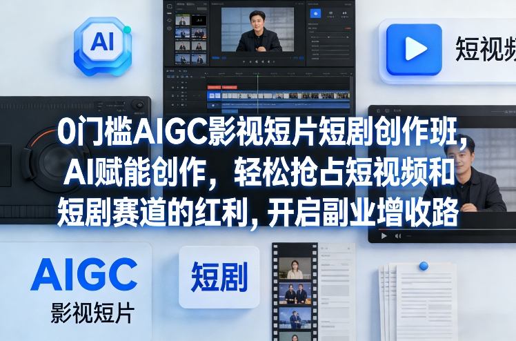 0门槛AIGC影视短片短剧创作班，AI赋能创作，轻松抢占短视频和短剧赛道的红利，开启副业增收路-heixxmi