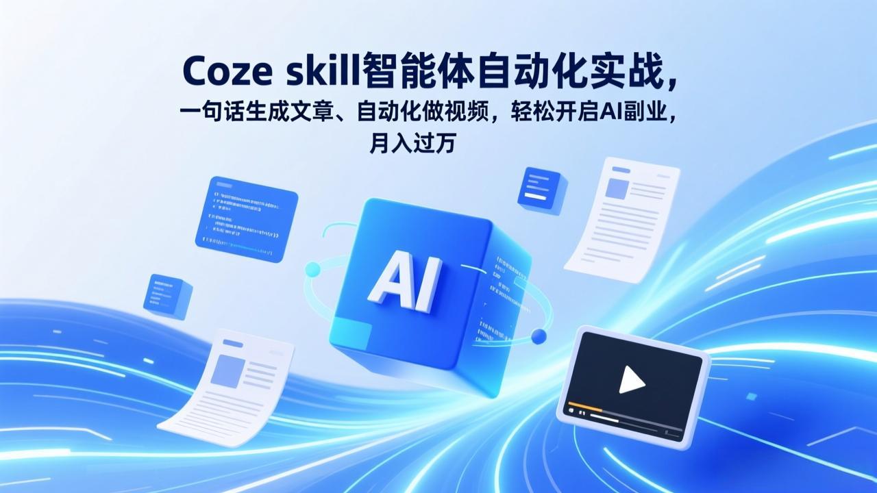 Coze skill智能体自动化实战，一句话生成文章、自动化做视频，轻松开启AI副业，月入过万-heixxmi