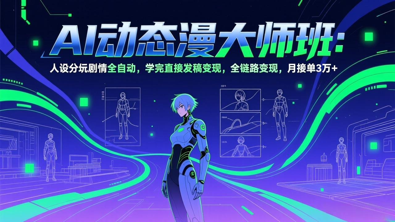 AI动态漫剧大师班：人设分镜剧情全自动，学完直接发稿变现，全链路变现，月接单3万+-heixxmi
