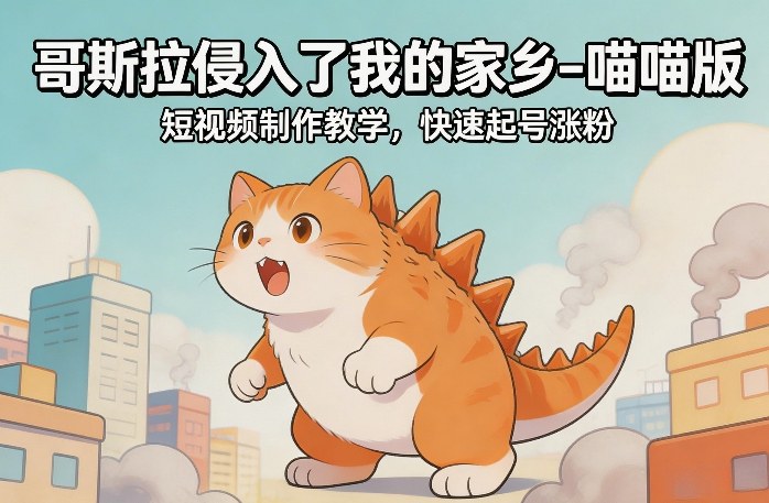 哥斯拉侵入了我的家乡–喵喵版短视频制作教学，快速起号涨粉-heixxmi