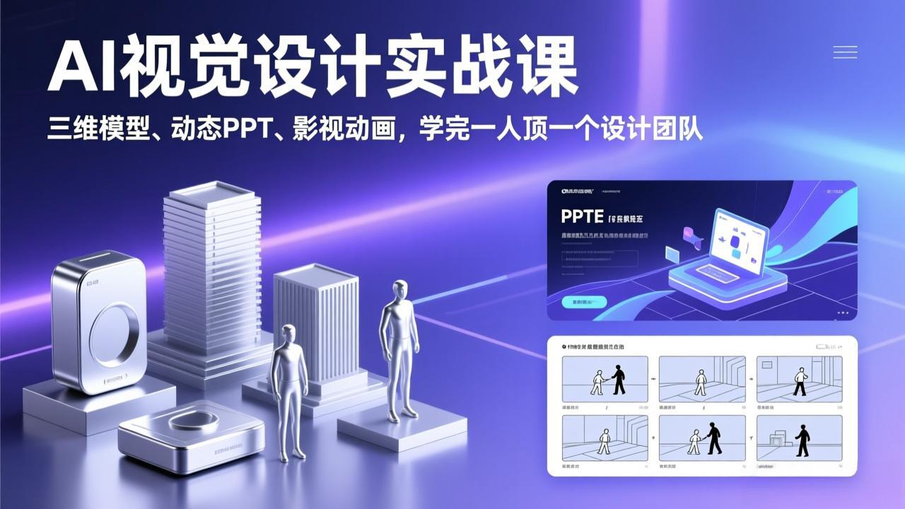 AI视觉设计实战课，三维模型、动态PPT、影视动画，学完一人顶一个设计团队-heixxmi