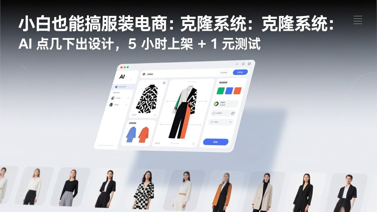 小白也能搞服装电商：克隆系统：AI 点几下出设计，5 小时上架 + 1 元测试-heixxmi