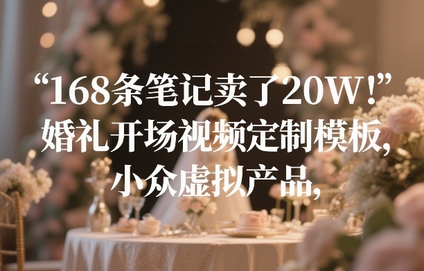 168条笔记卖了20W！婚礼开场视频定制模板，小众虚拟产品-heixxmi