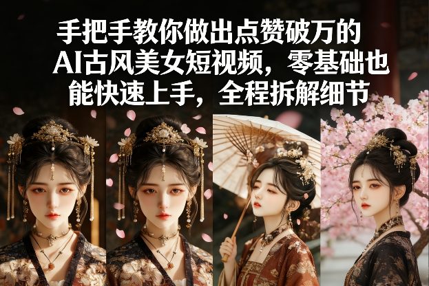 手把手教你做出点赞破万的AI古风美女短视频，零基础也能快速上手，全程拆解细节-heixxmi