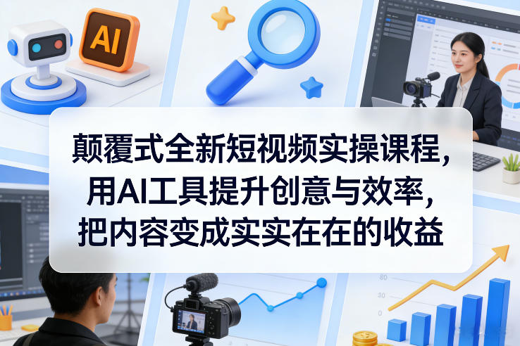颠覆式全新短视频实操课程，用AI工具提升创意与效率，把内容变成实实在在的收益-heixxmi