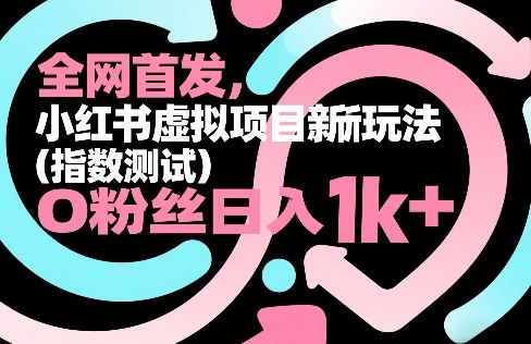 全网首发，小红书虚拟项目新玩法(指数测试)，0粉丝日入1k+，整个玩法完整拆解！-heixxmi