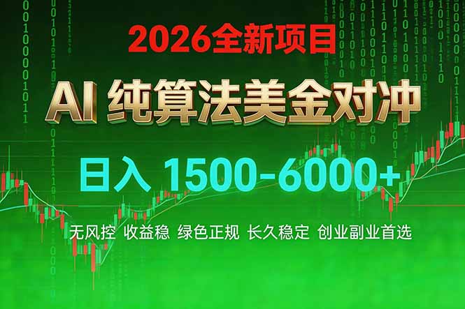 2026 全新美金对冲项目，不套平台赠金，不封号，纯算法对冲，日入 1500-6000+-heixxmi
