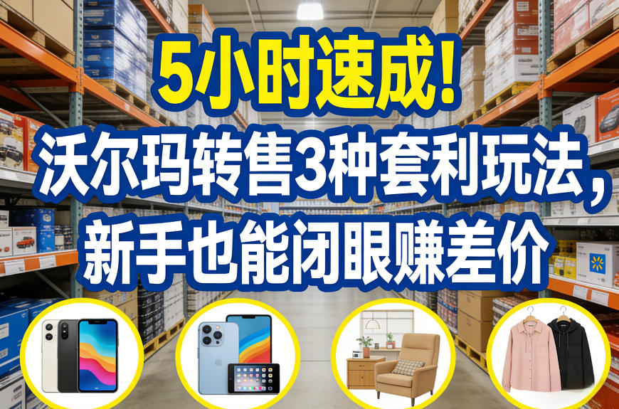 5小时速成！沃尔玛转售3种套利玩法，新手也能闭眼賺差价-heixxmi